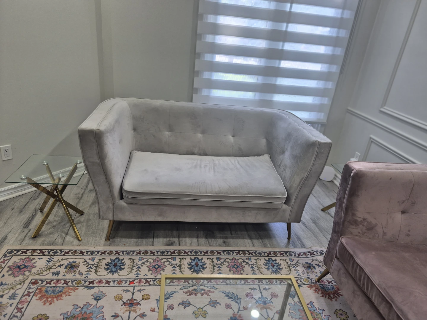 Structube Velvet  Grey Sofa - photo 2