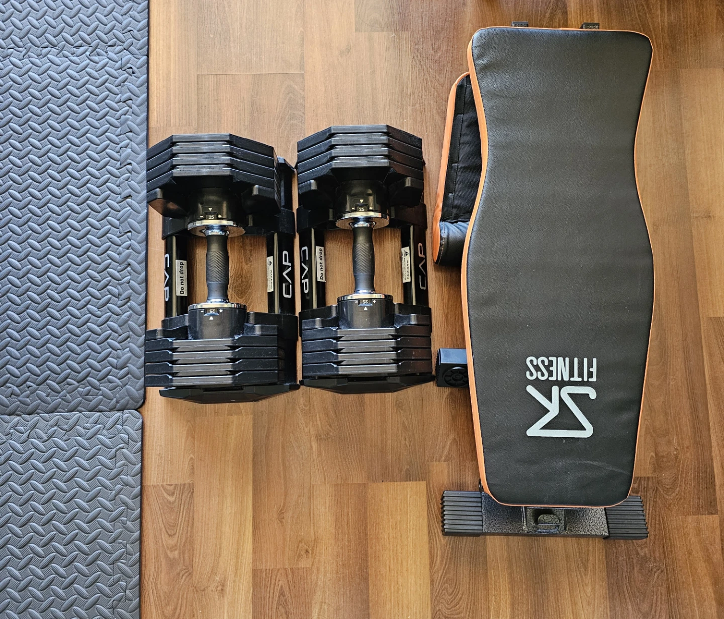 CAP Barbell Adjustable Dumbbells (Pair) with Weight Bench
