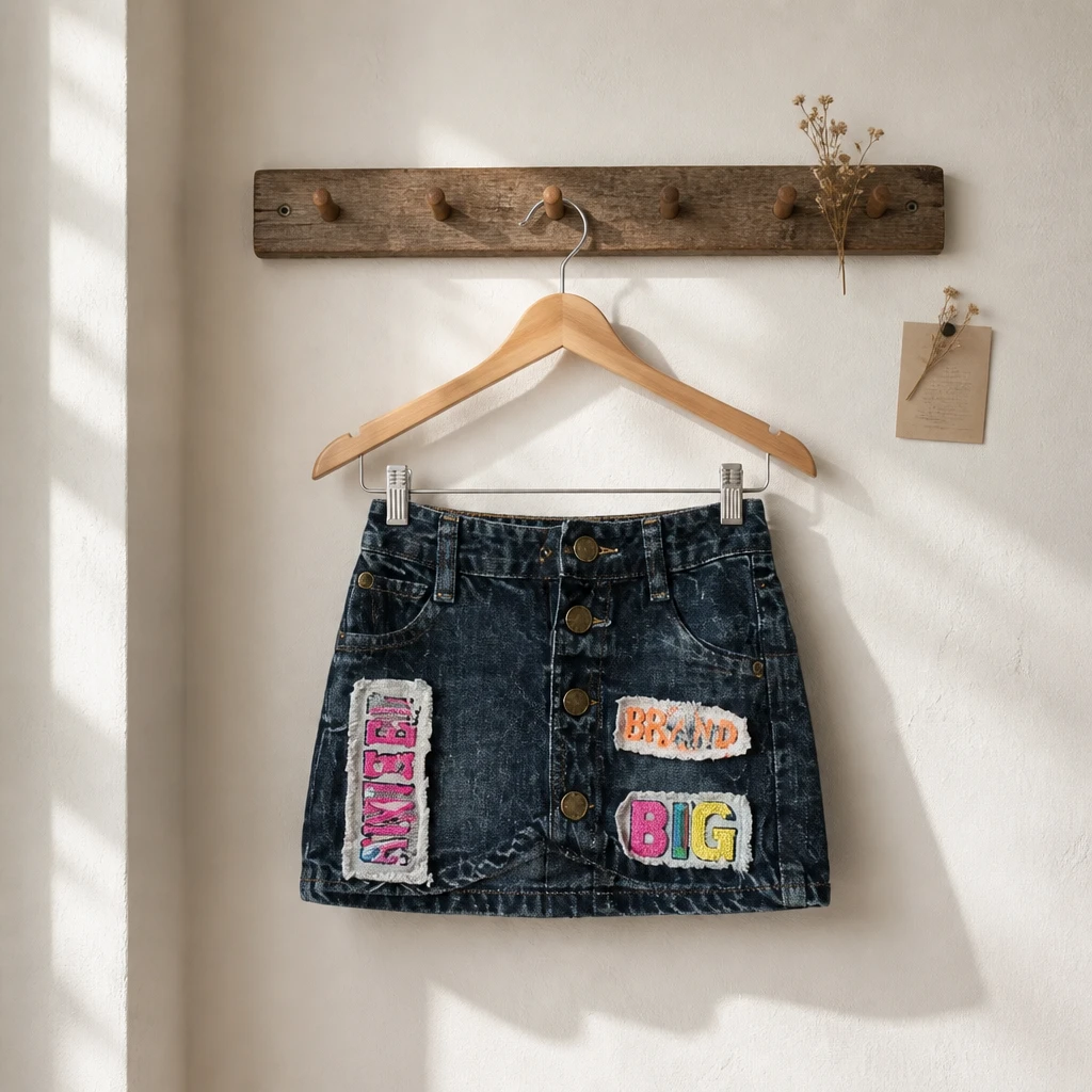 Girls Denim Skirt with Sequins