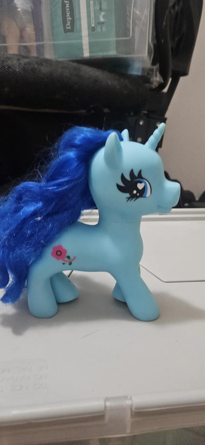 Blue Pony Toy with Pink Flower
