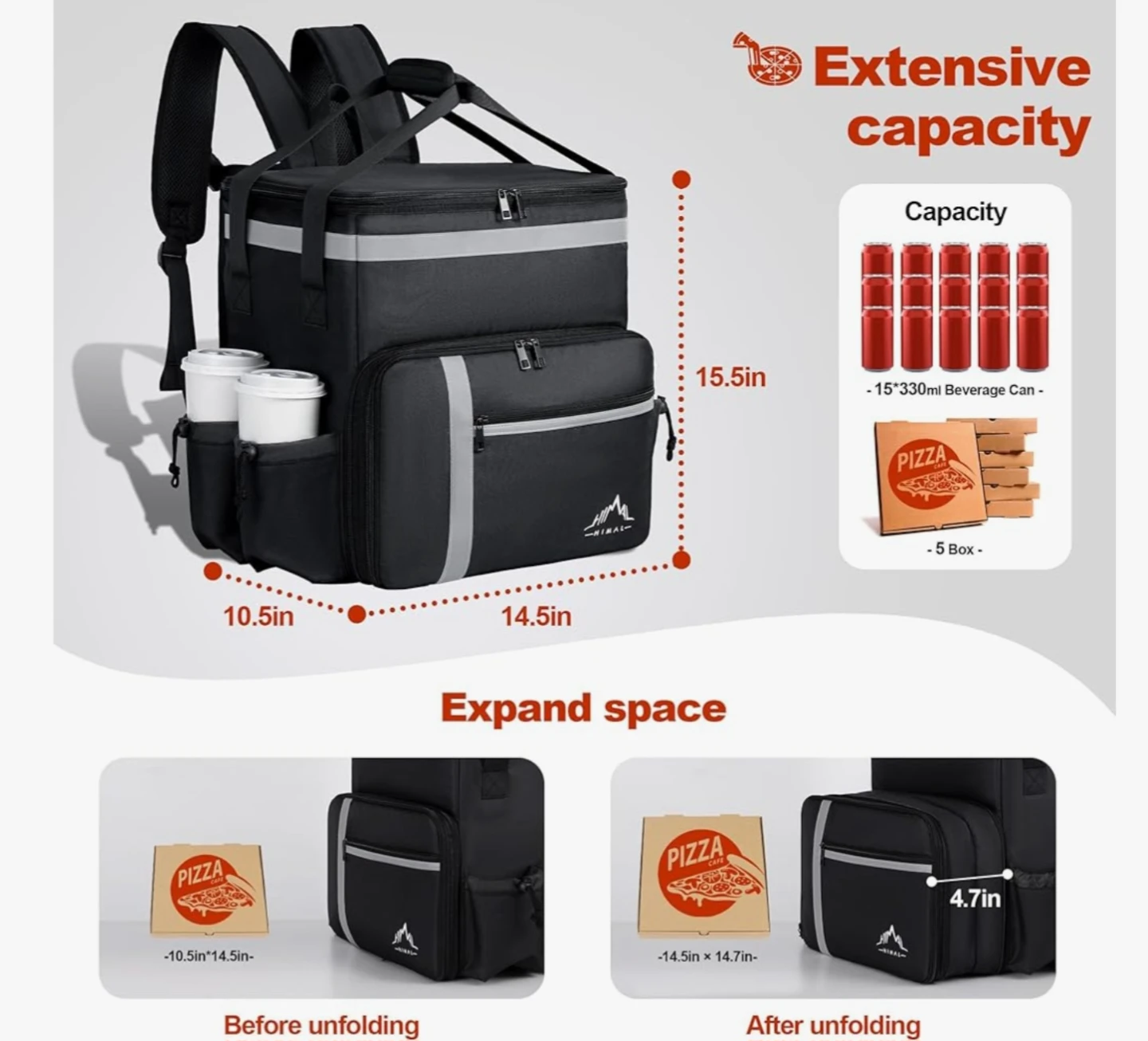 HIMAL Insulated Food Delivery Backpack - photo 2