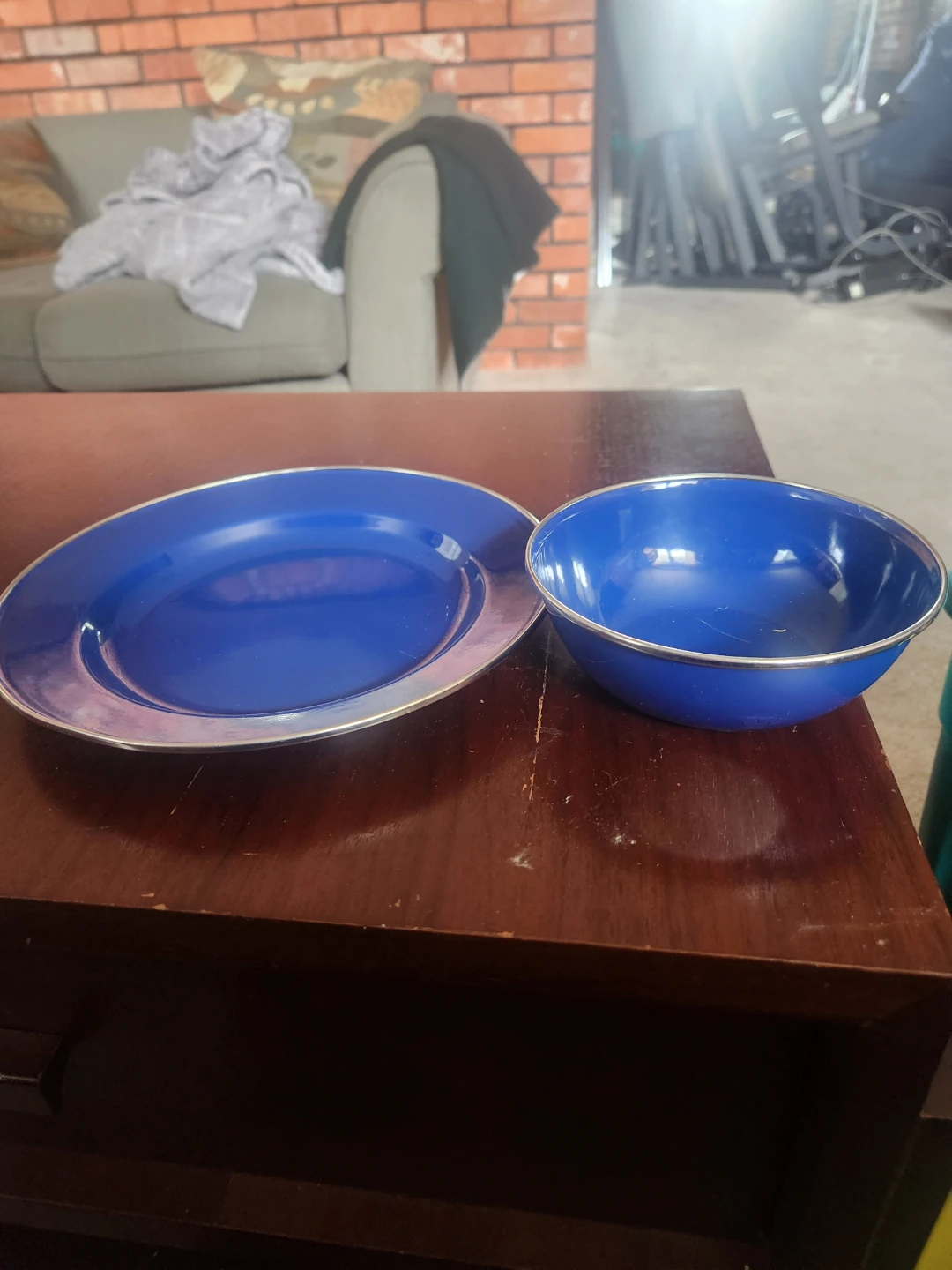Blue with silver trim Bowl and Plate Set - photo 2