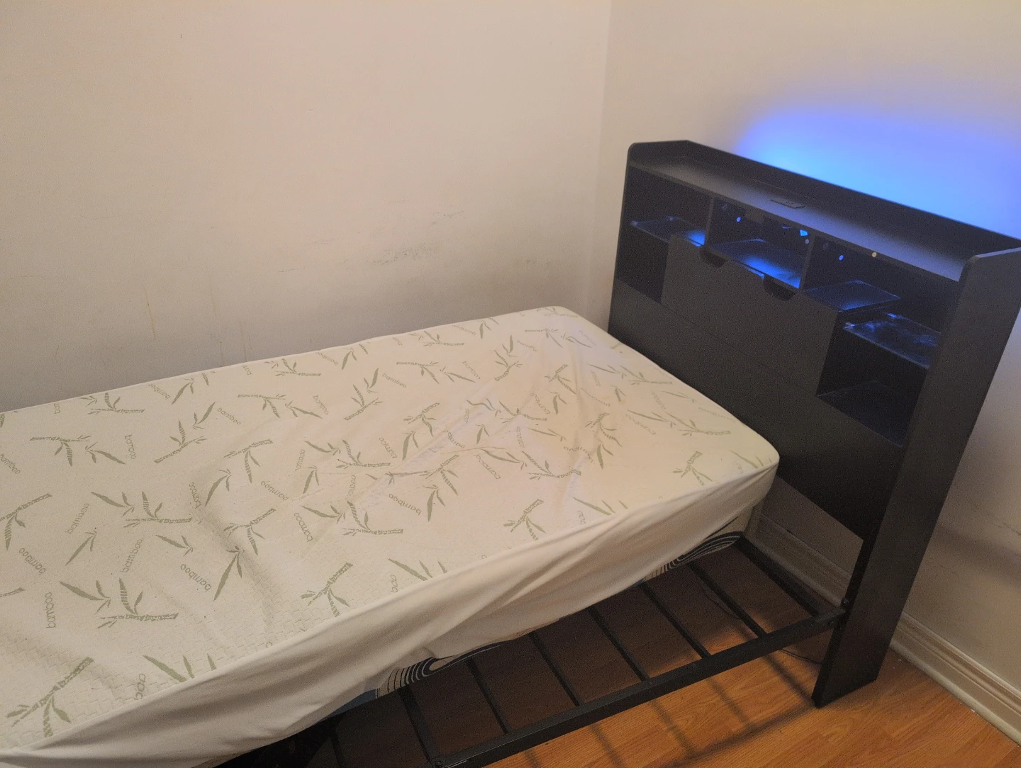 Twin Size Bed Frame with Headboard and LED Lights - photo 4