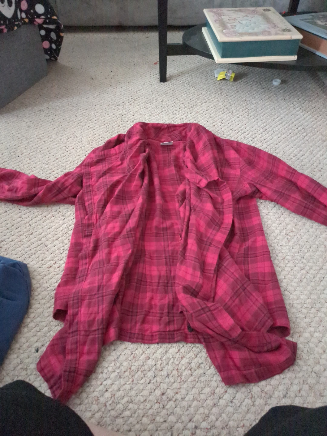 Columbia Pink and Black Plaid open front Shirt XL
