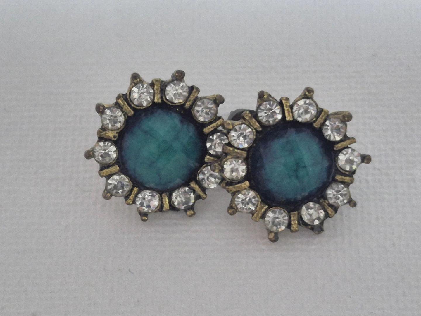 Teal Rhinestone Stud Earrings