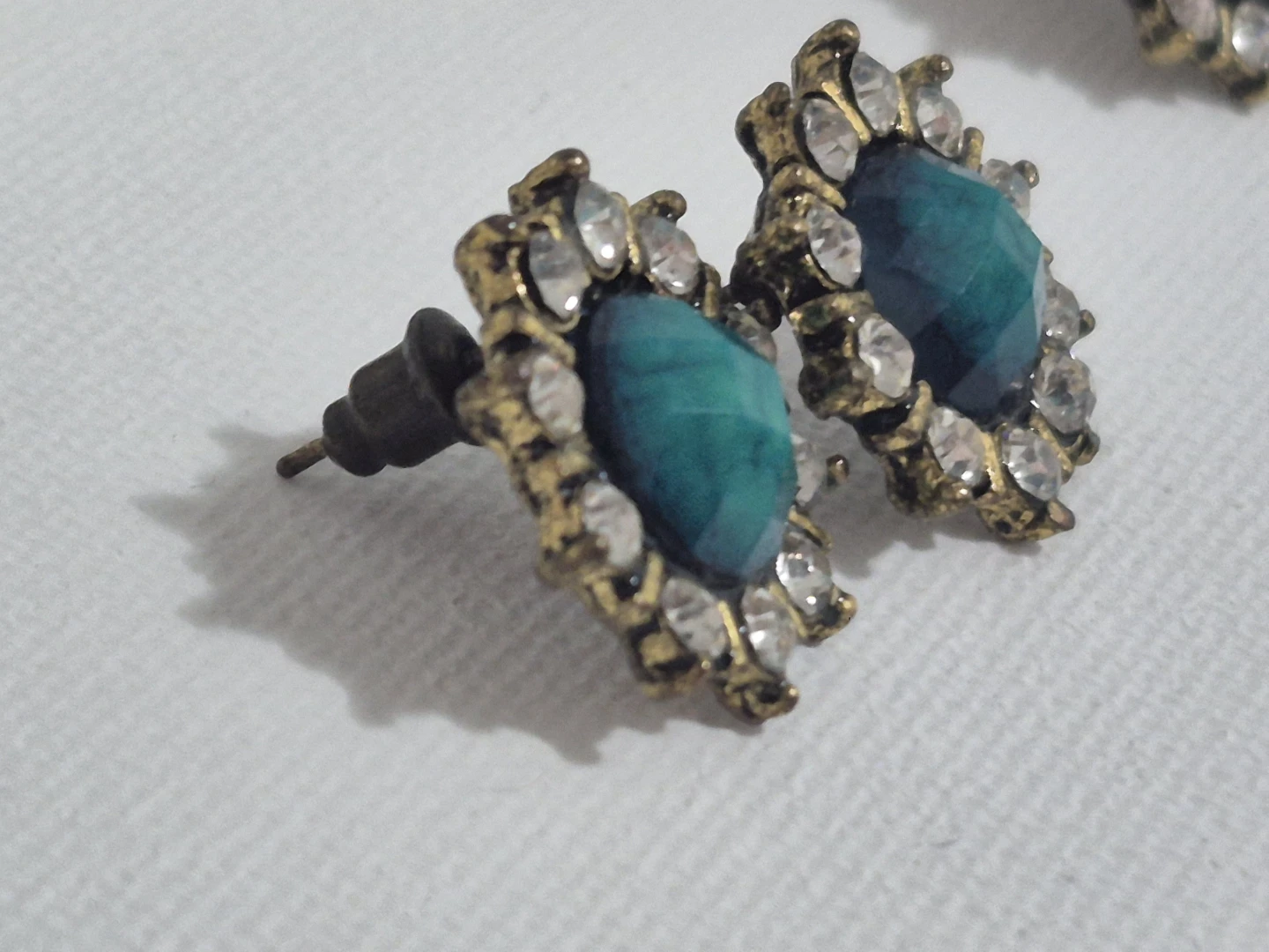 Teal Rhinestone Stud Earrings - photo 2