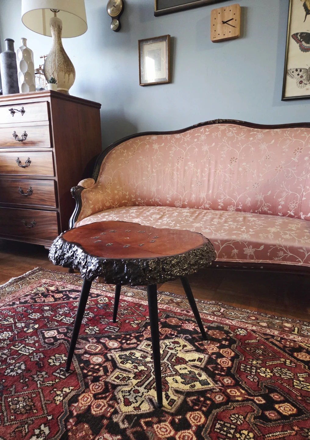 Vintage Live Edge Redwood Burl Coffee Table
