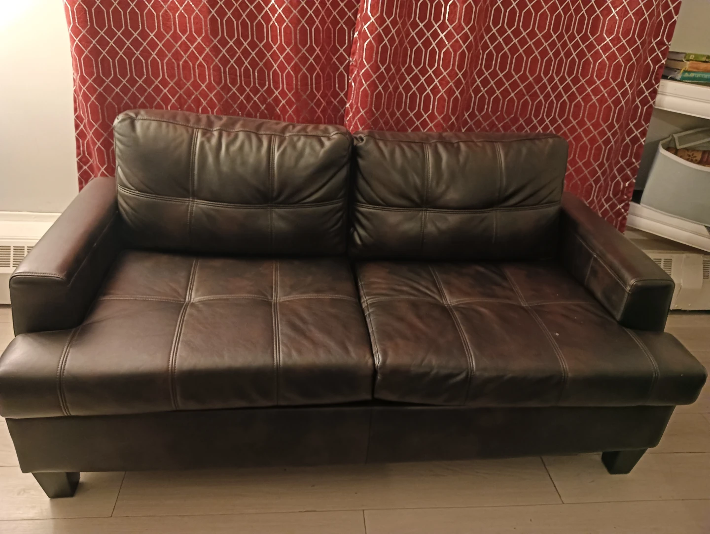 Brown Faux Leather Sofa