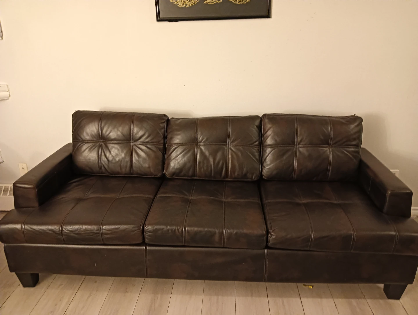 Brown Faux Leather Sofa - photo 2