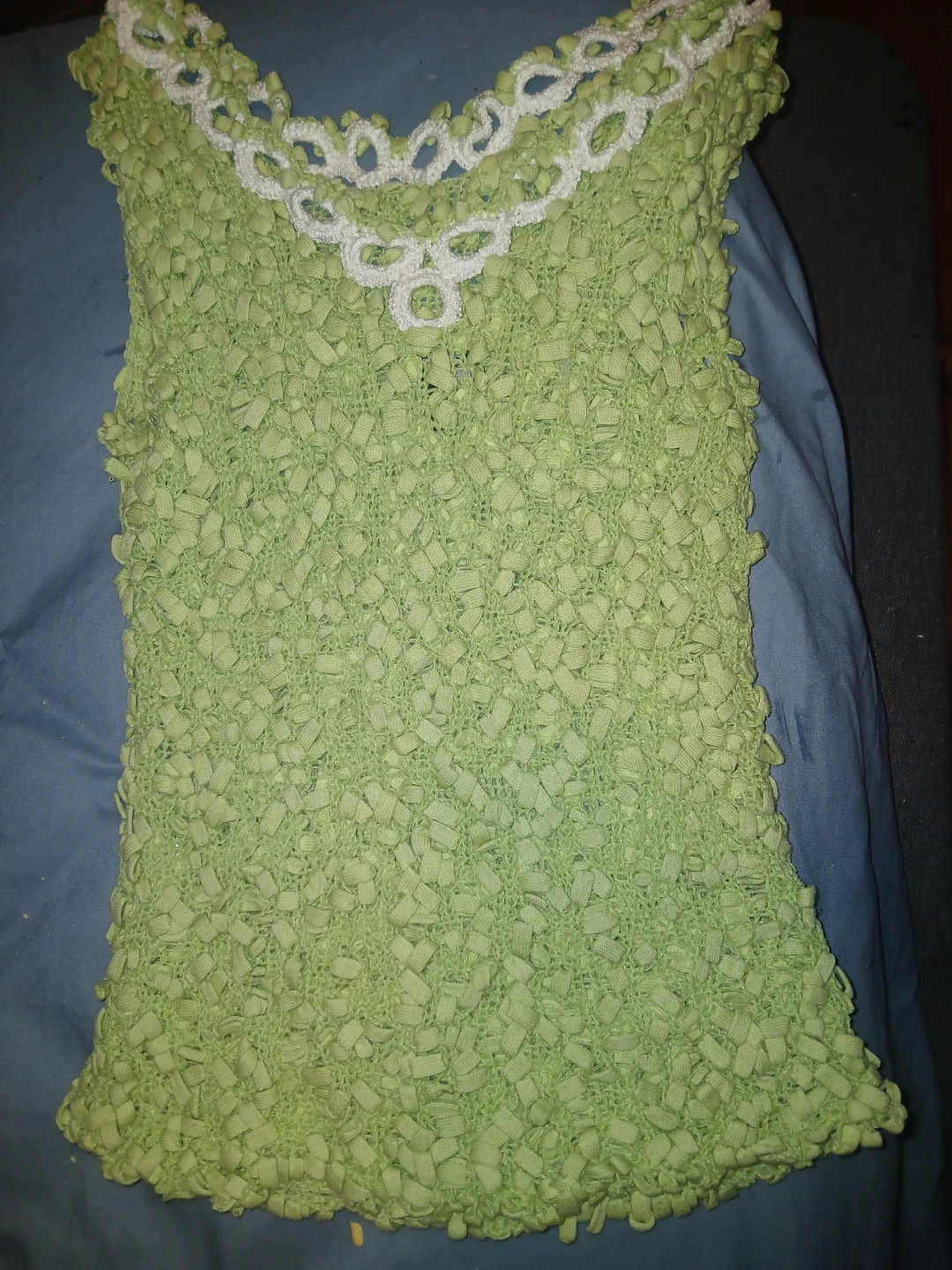 Marilena Chicago Green Crochet Top Size M