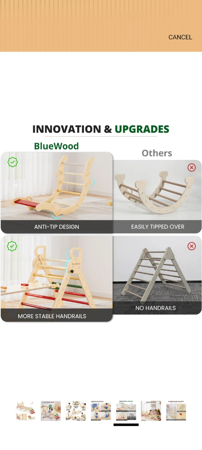 BlueWood Montessori Pikler Triangle Climbing Set - photo 4
