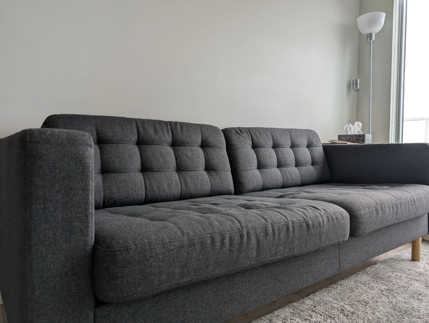 IKEA Morabo Sofa - Dark Gray/Wood