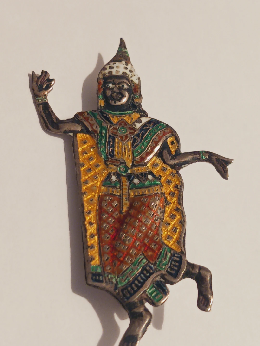 Siam NielloThai Dancer Sterling Silver 925 Stamped Brooch - photo 2