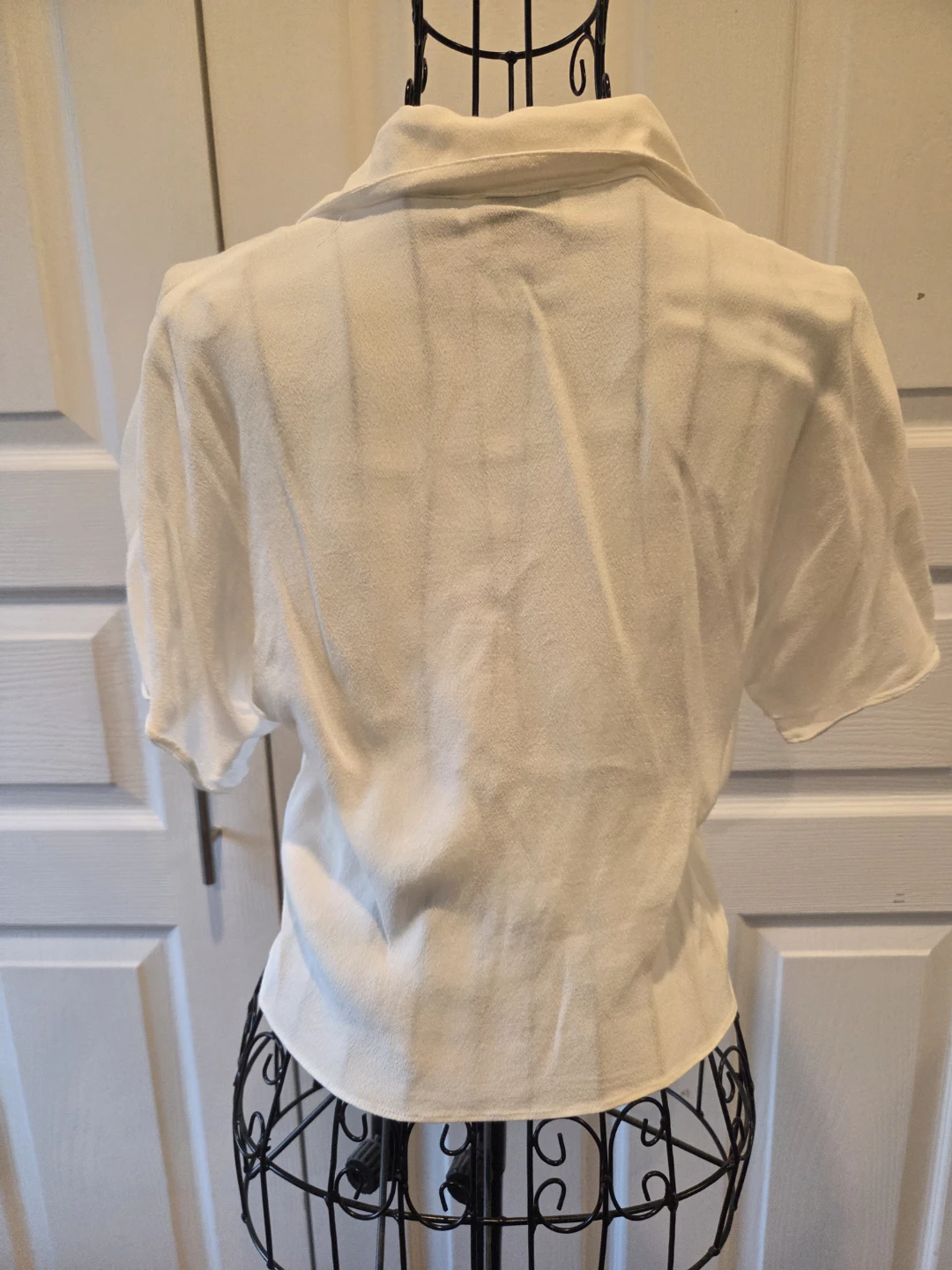 White Button-Up Short Sleeve Blouse - photo 2