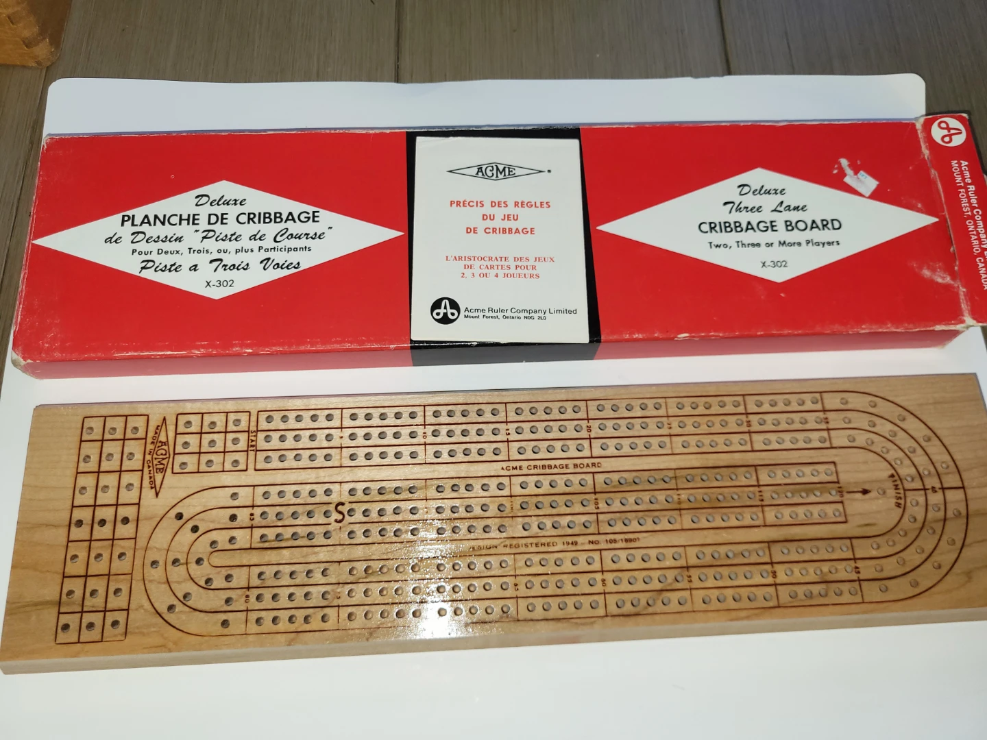 Acme Deluxe Three Lane Cribbage Board