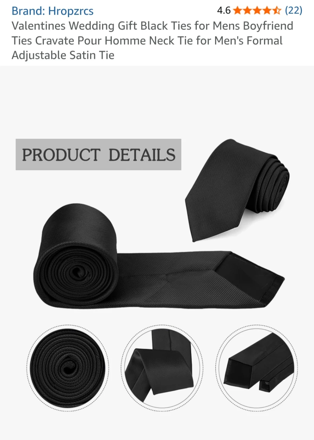 Black Satin Neck Tie - photo 3
