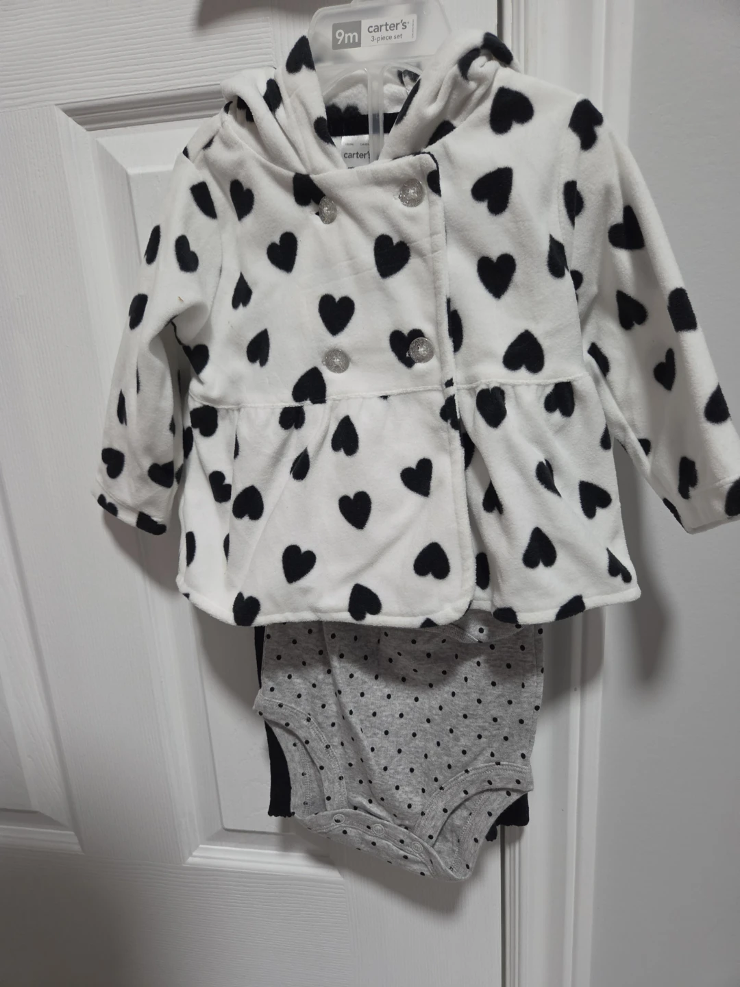 Carter's Baby Girl Heart Fleece Jacket & Bodysuit Set - 9 Months