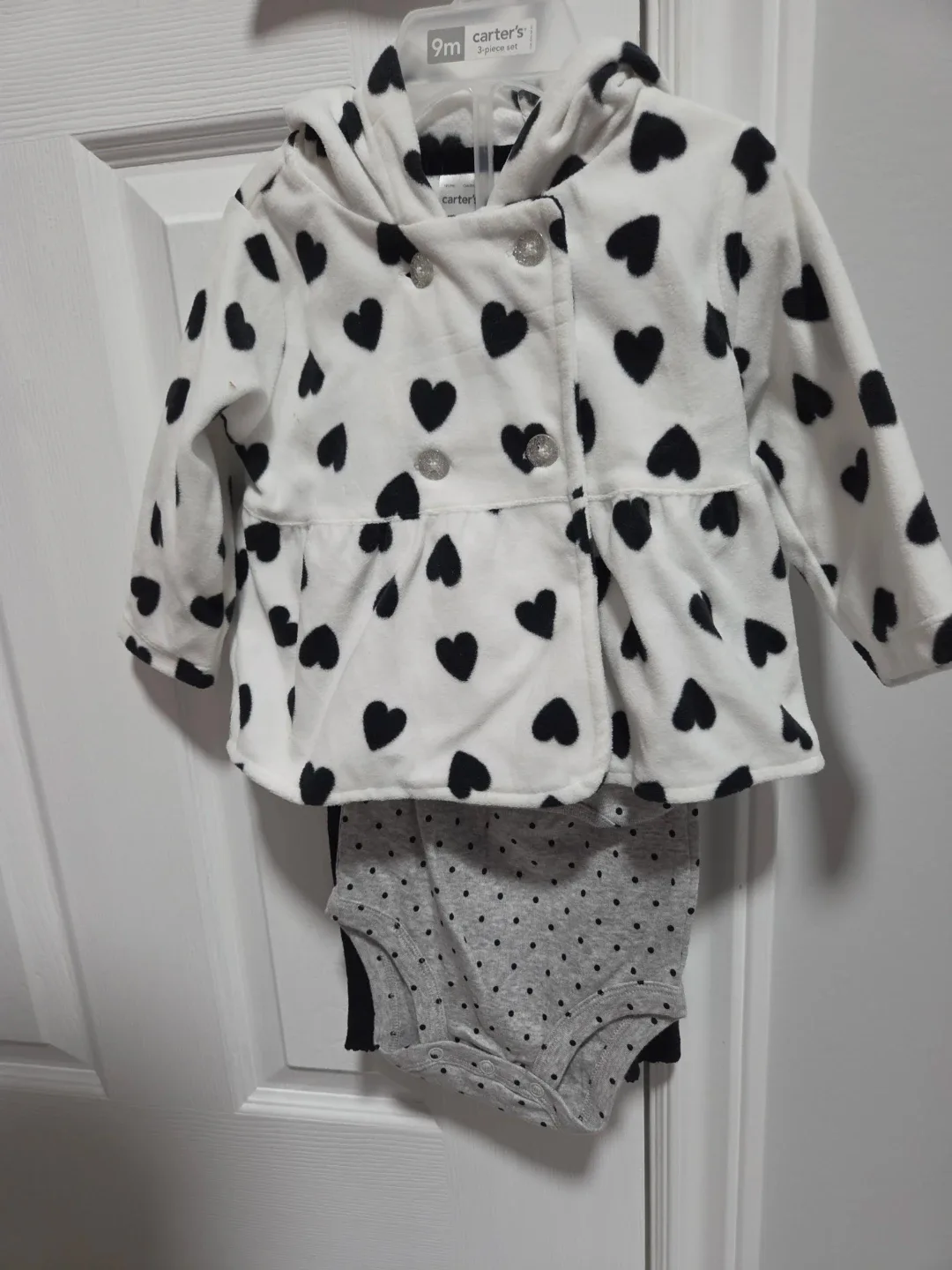 Carter's Baby Girl Heart Fleece Jacket & Bodysuit Set - 9 Months
