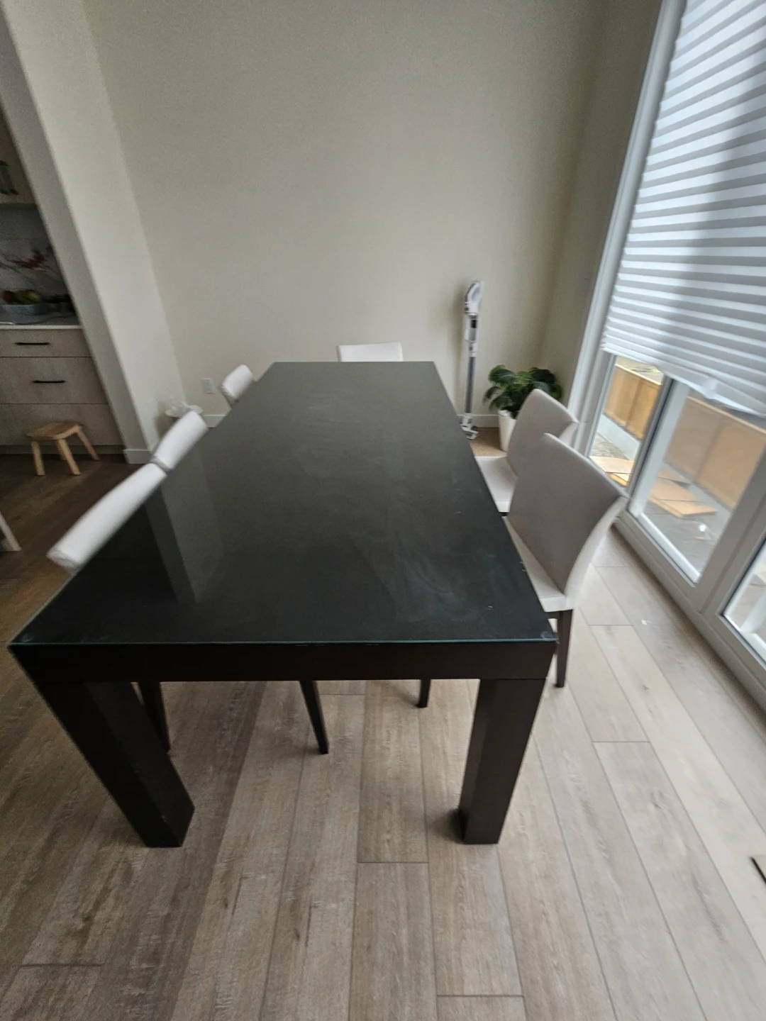 Dark Wood Dining Table with Glass Top - photo 3