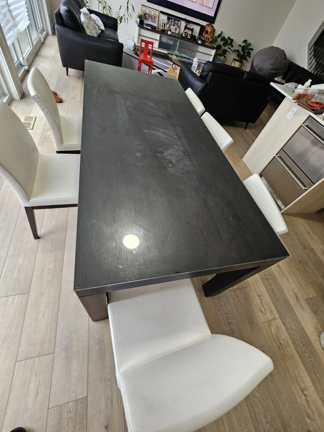 Dark Wood Dining Table with Glass Top - photo 4