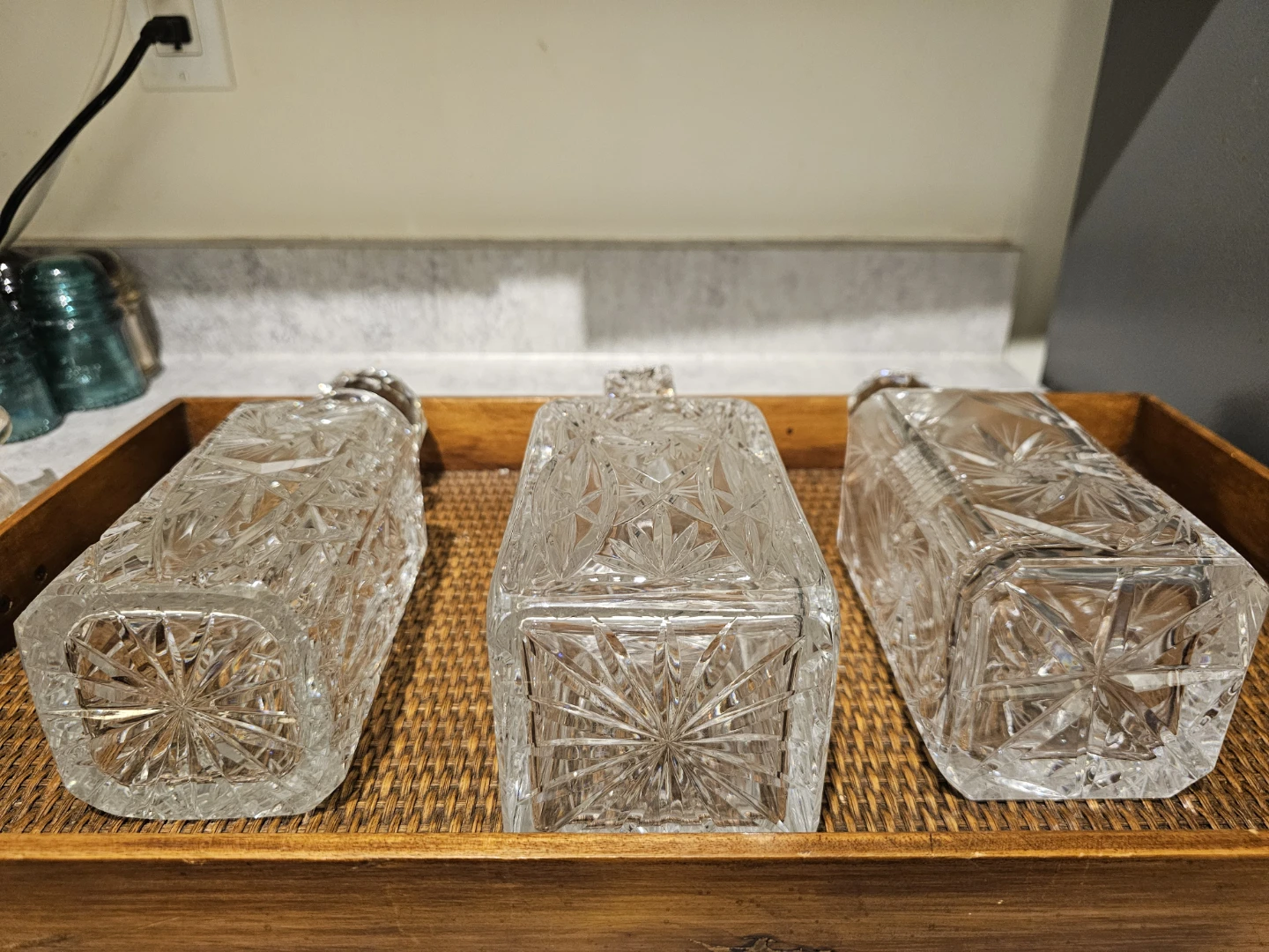 Set of 3 Crystal Cut Glass Decanters - photo 4