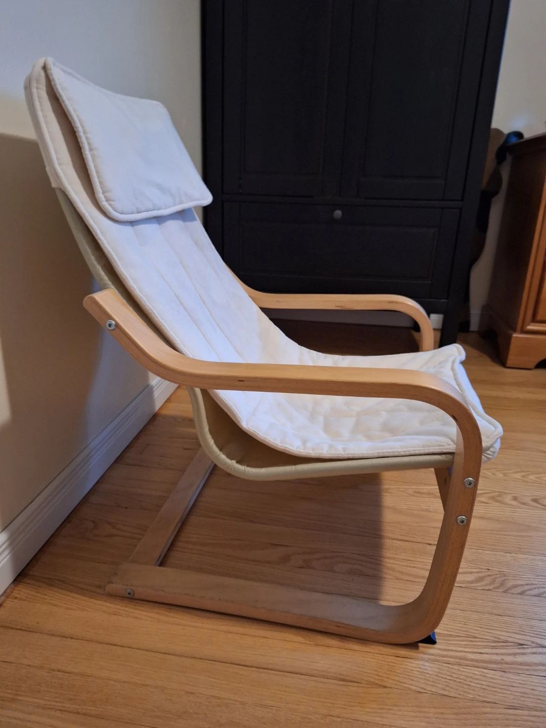 Child's Cream  ikea Accent Chair with Wood Frame
