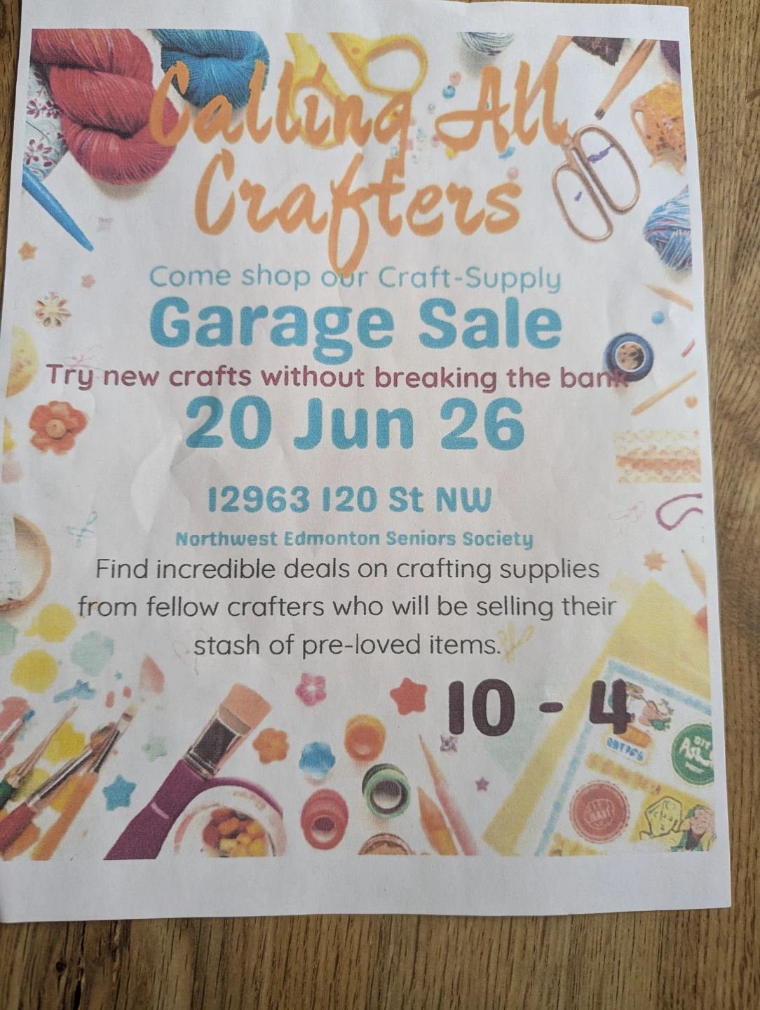 Craft-Supply Garage Sale - June 20th