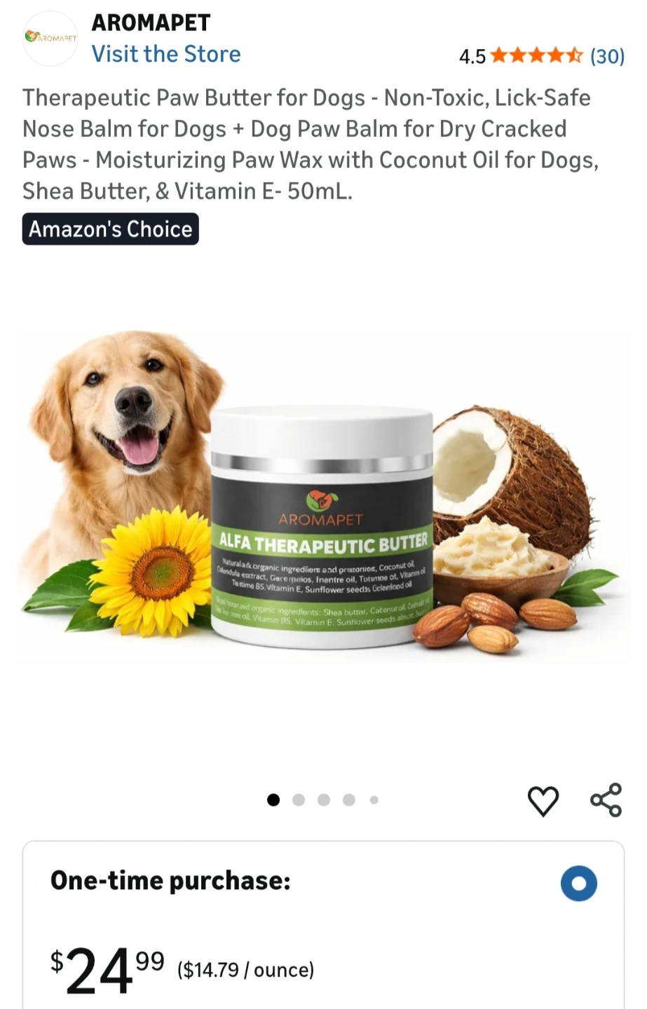 Aromapet Alfa Therapeutic Butter for Dogs - 50mL - photo 3
