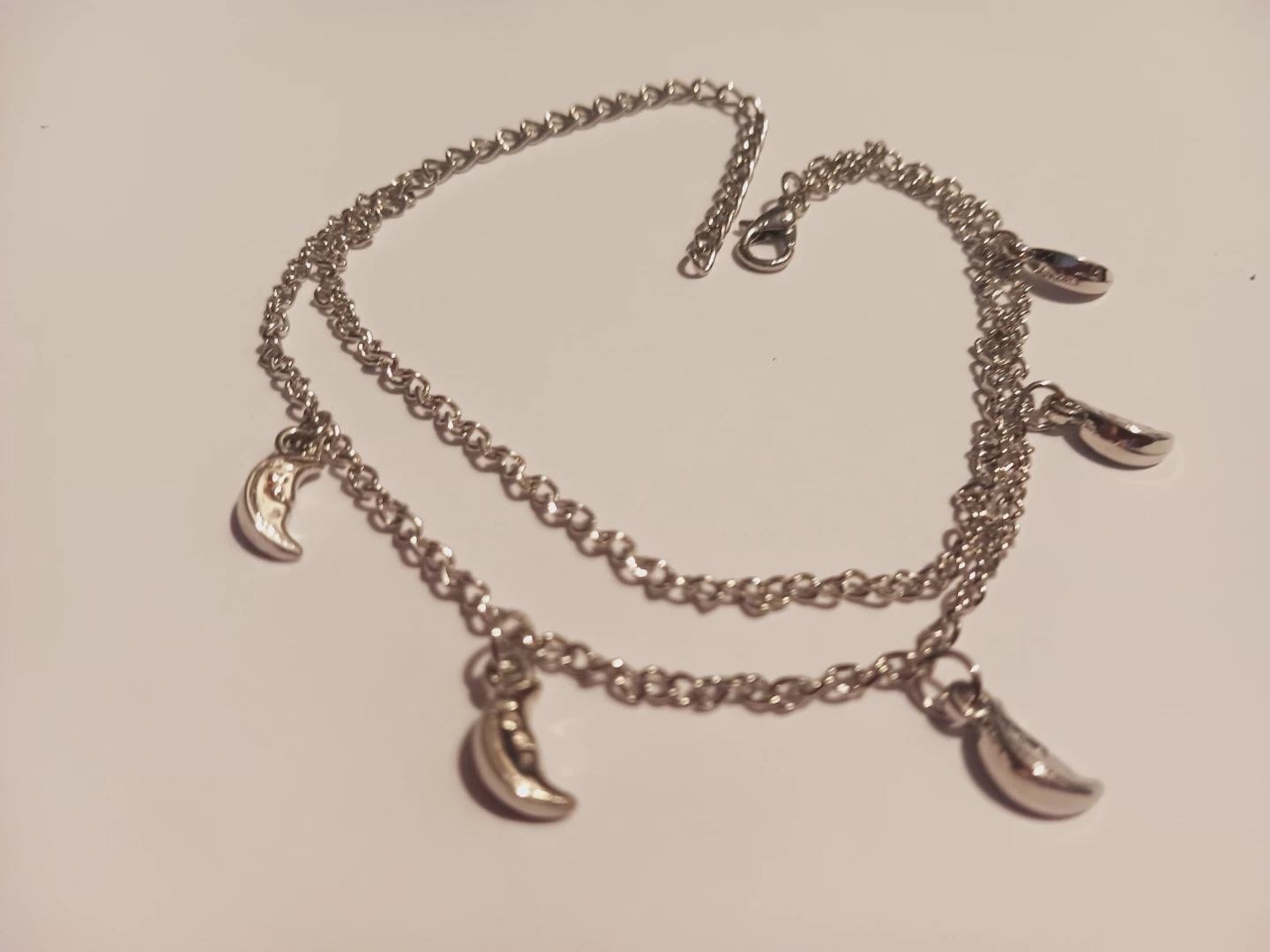 New !! Double chain anklet with multiple crescentt moon charms.