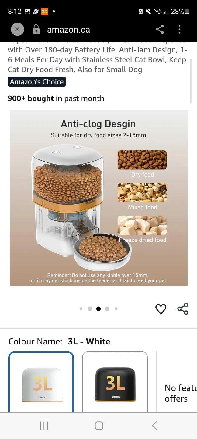 YUPOSL 3L Automatic Pet Feeder - Black - photo 3