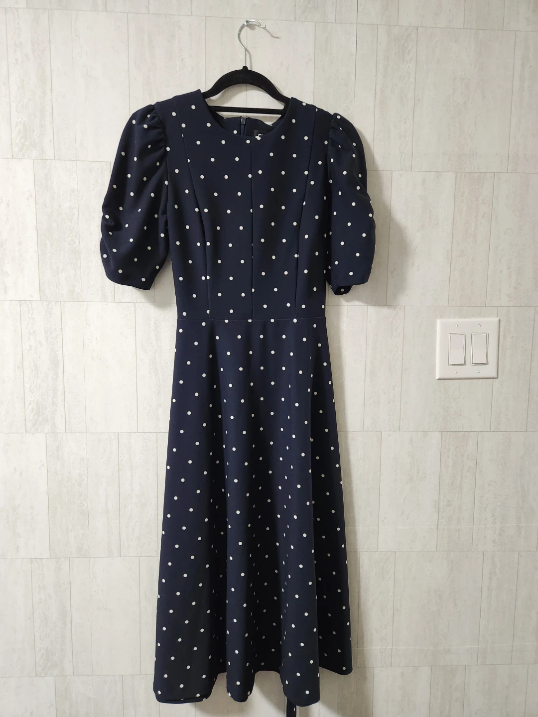 Navy Polka Dot Midi Dress