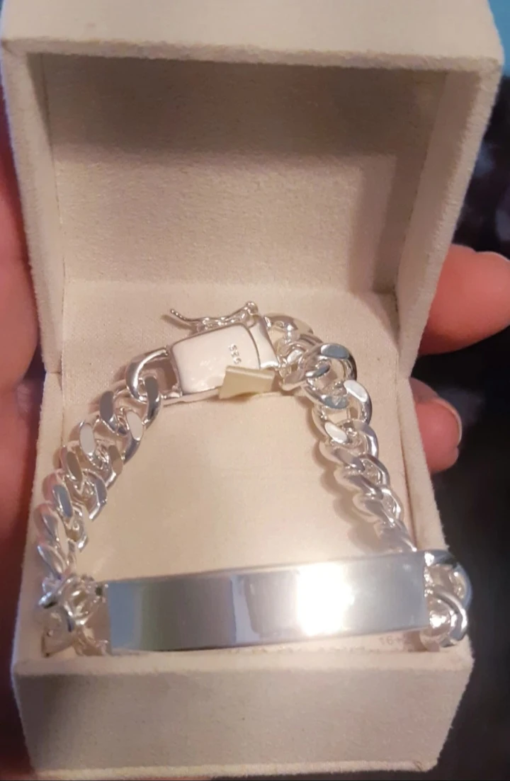 925 Sterling Silver Curb Link ID Bracelet - photo 2