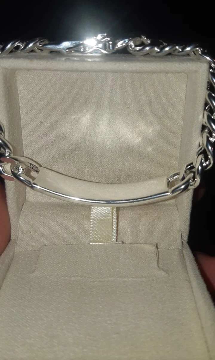 925 Sterling Silver Curb Link ID Bracelet - photo 3