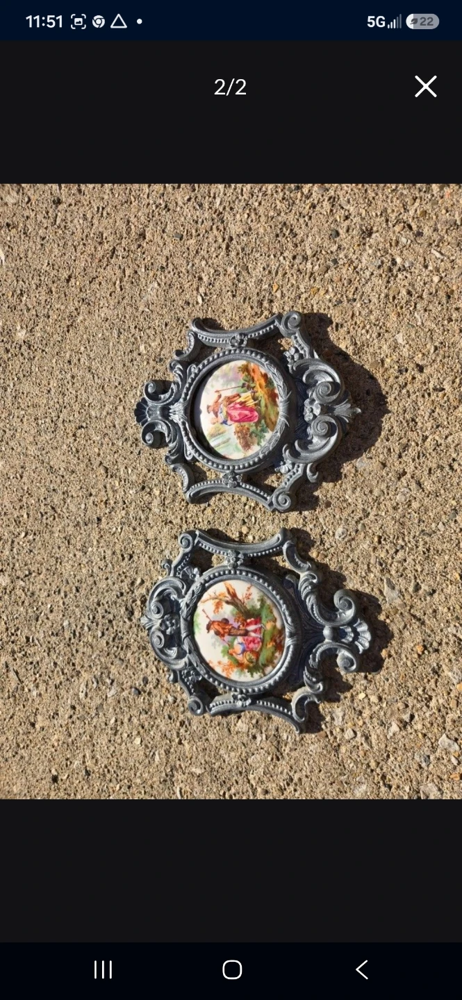 Vintage Decorative Ornate Framed Ceramic Oval Plaques - photo 2