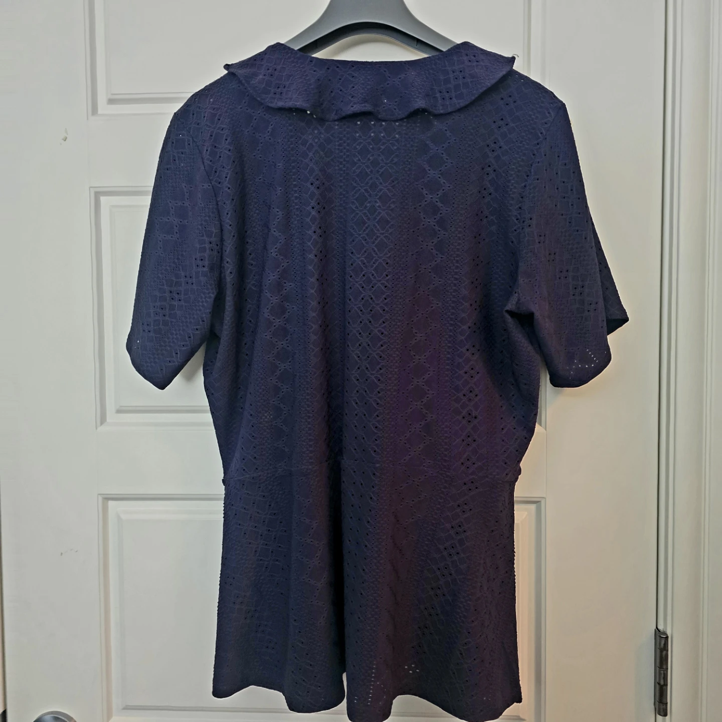 MICHAEL Michael Kors Navy Eyelet Faux Wrap Top - photo 2