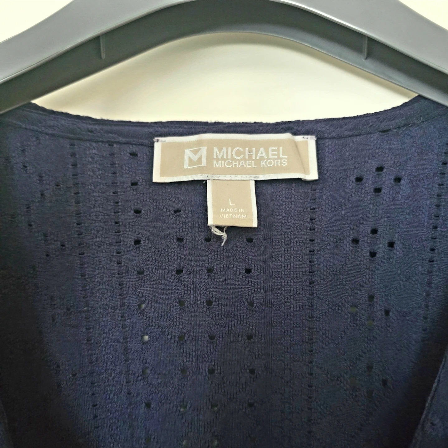 MICHAEL Michael Kors Navy Eyelet Faux Wrap Top - photo 3