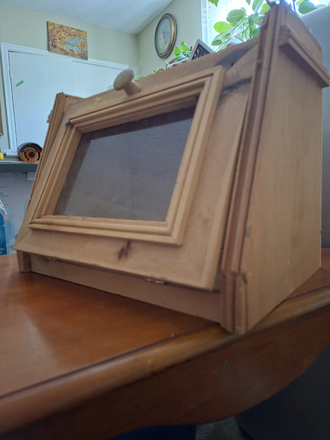 Wooden Bread Box with Window