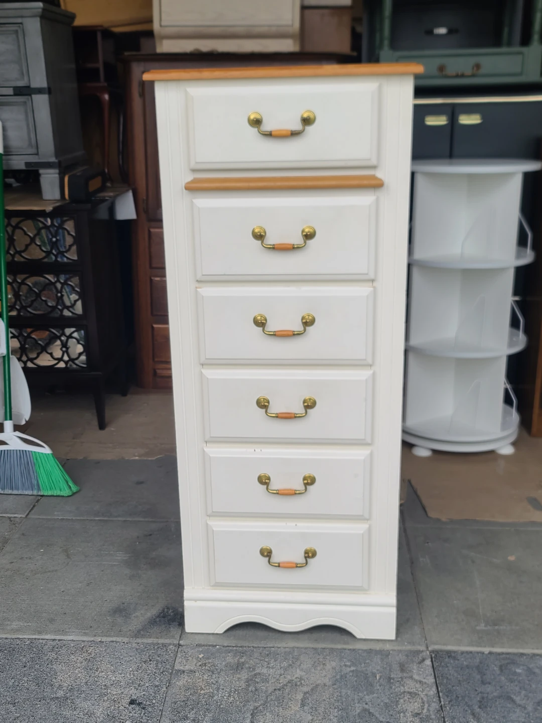 White 6-Drawer Tall Dresser