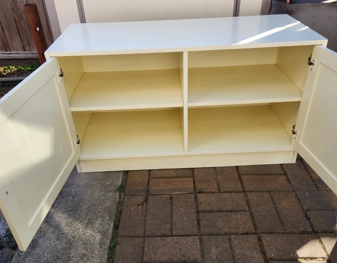 Cream Two-Door Cabinet with Shelves - photo 4