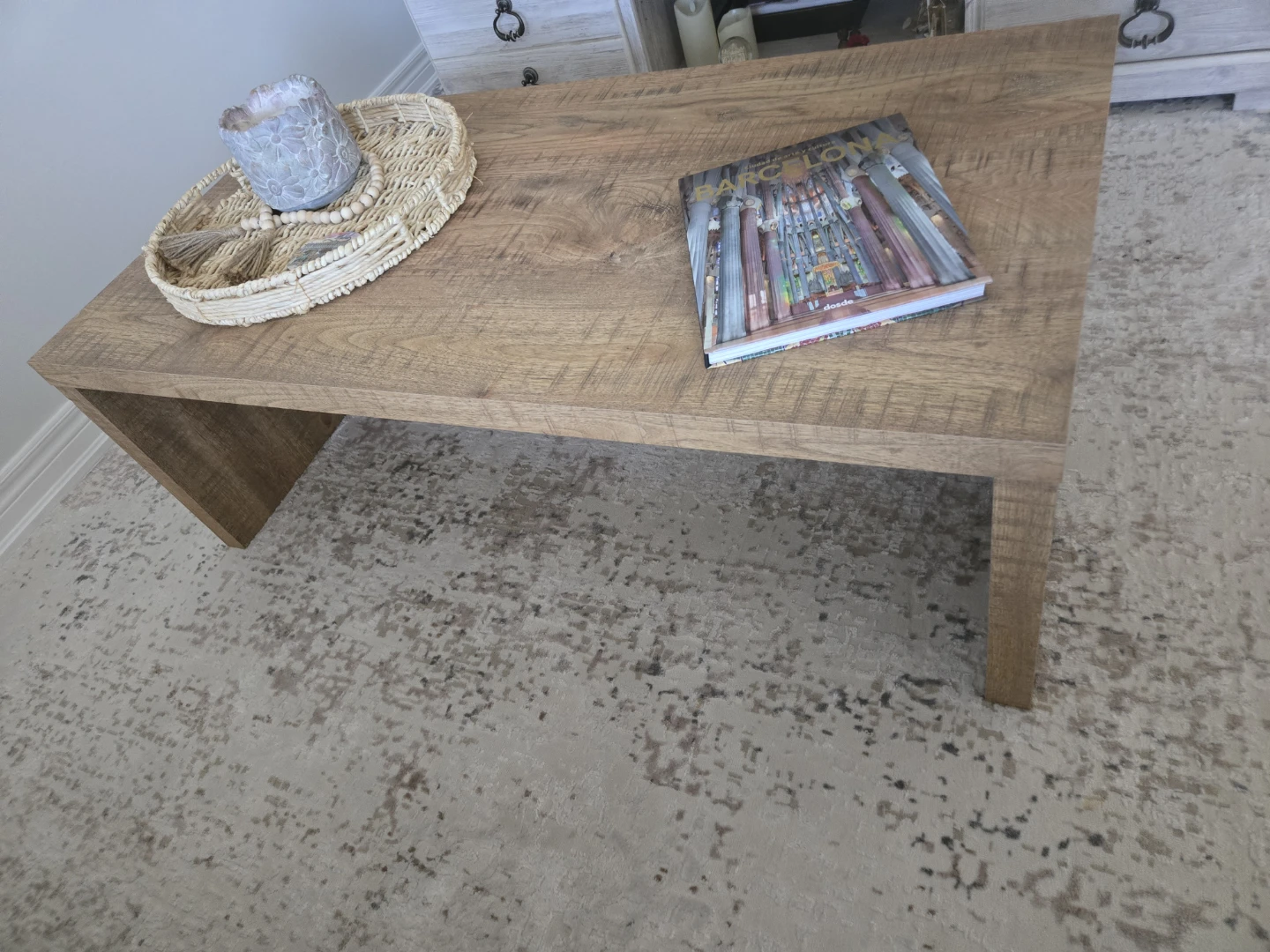Modern Farmhouse Coffee Table (Rustic Mango Finish) - Like New! - photo 2