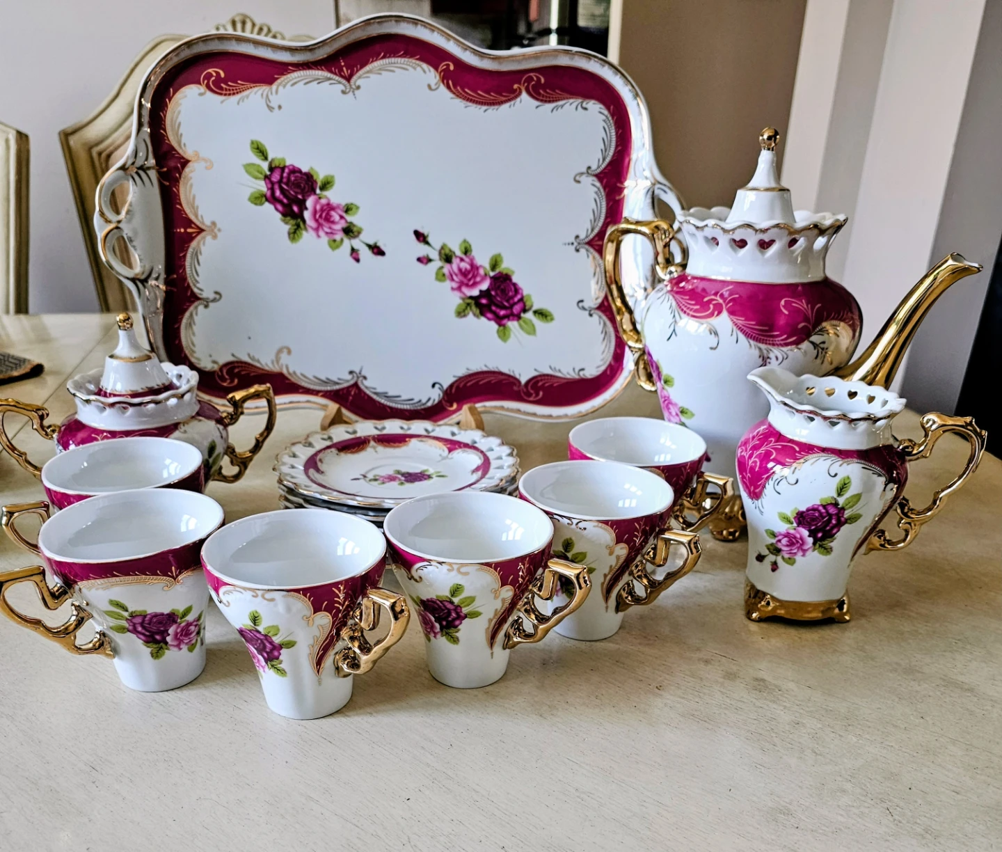 NEW Vintage Tea Set with Tray (NO BOX)