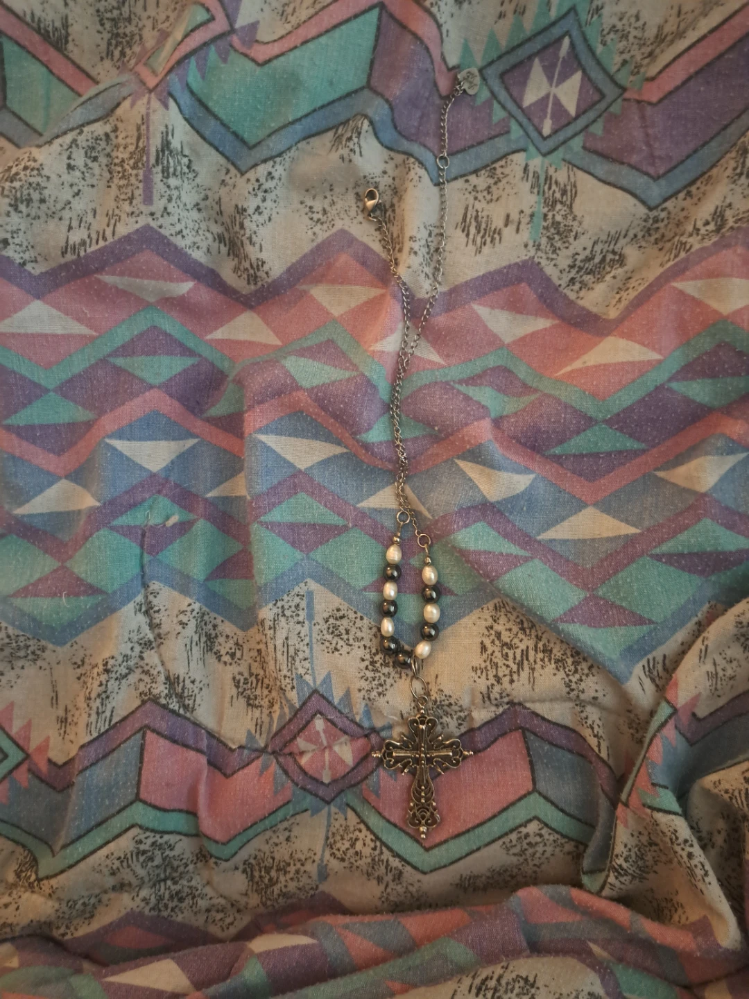 Lavish the Label Cross Pendant Necklace with Pearls