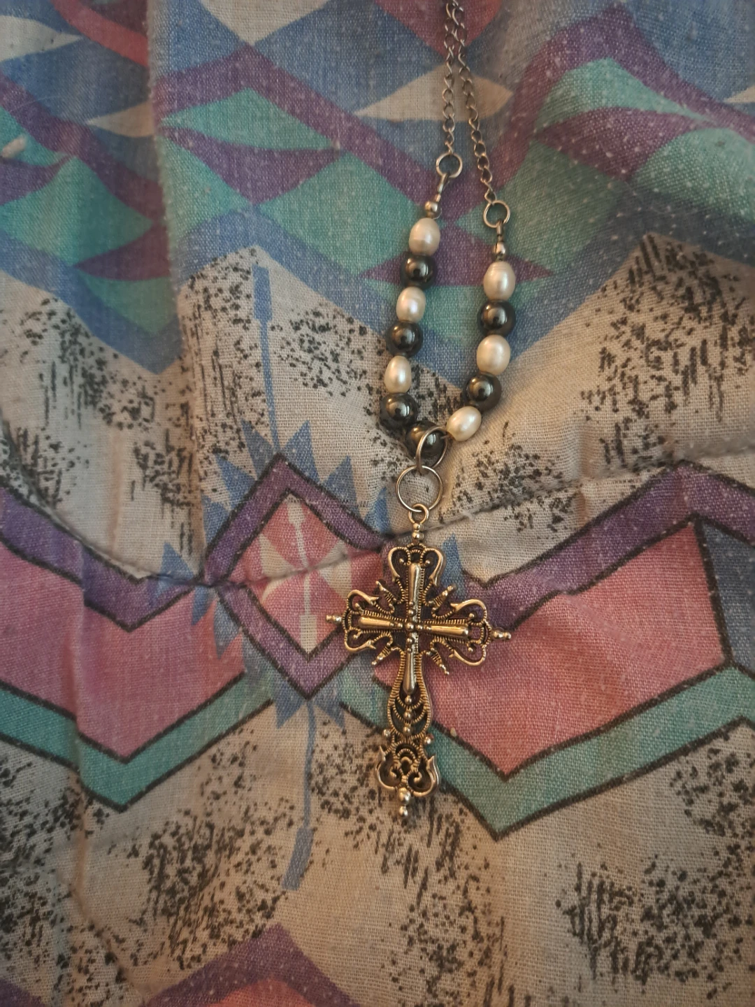 Lavish the Label Cross Pendant Necklace with Pearls - photo 2