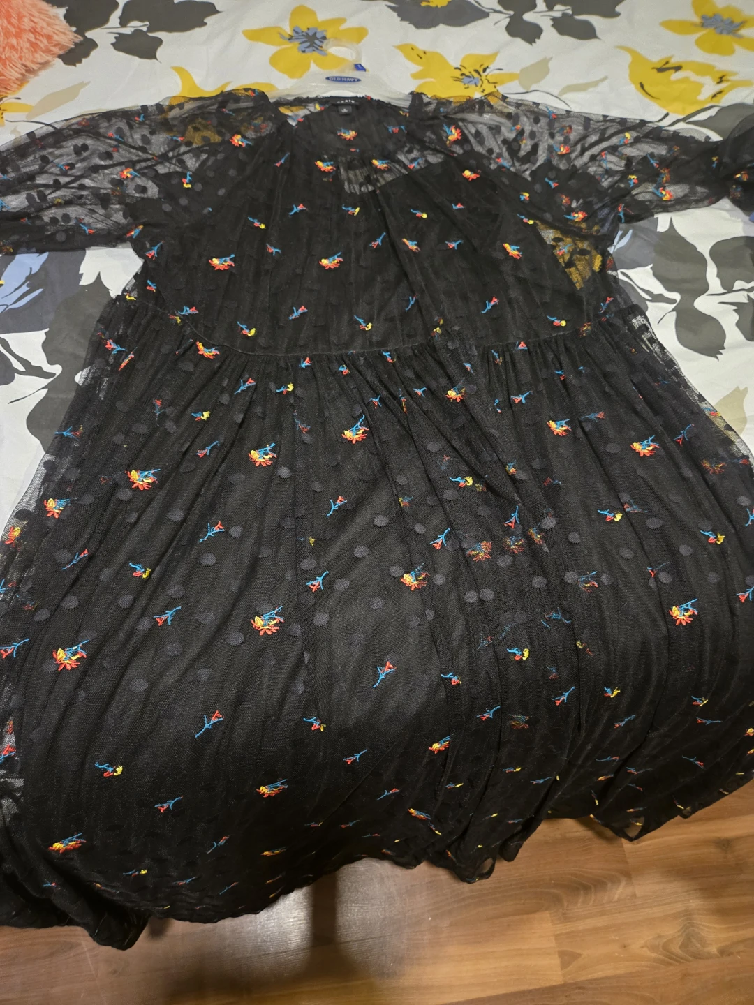 Torrid Black Mesh Embroidered Dress
