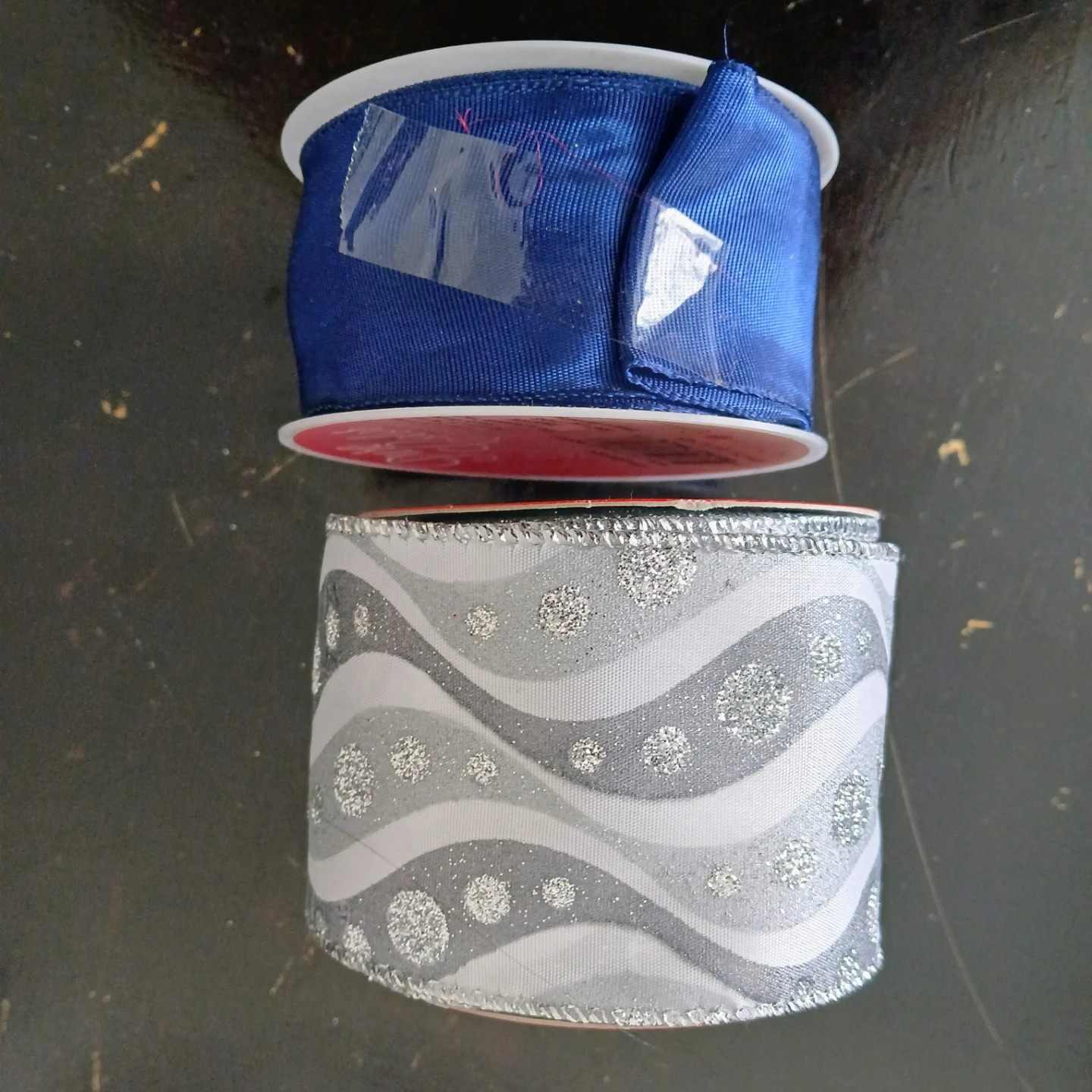 Blue and Silver Decorative Ribbon Rolls ⚽
