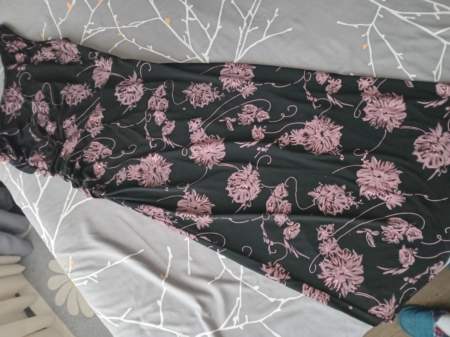 Black Floral One-Shoulder Dress - photo 5