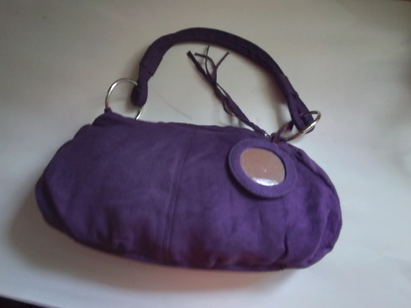 Purple Faux Suede Shoulder Bag