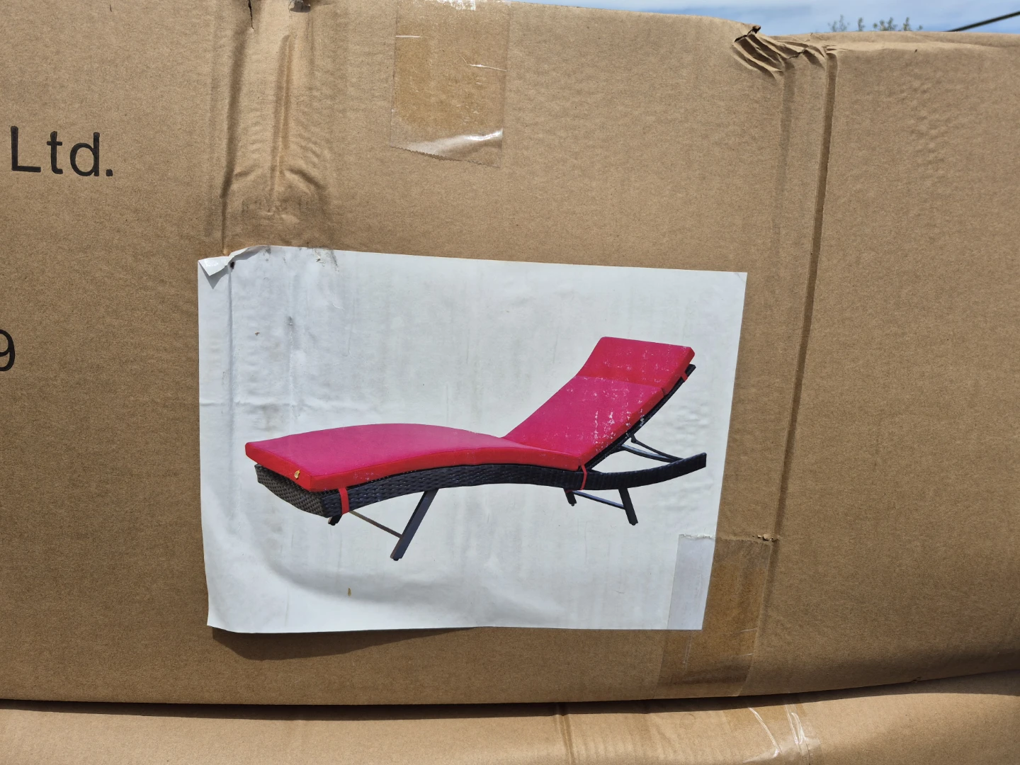 Henryka Black Wicker Chaise Lounge with Red Seat - Set of 2 - photo 2