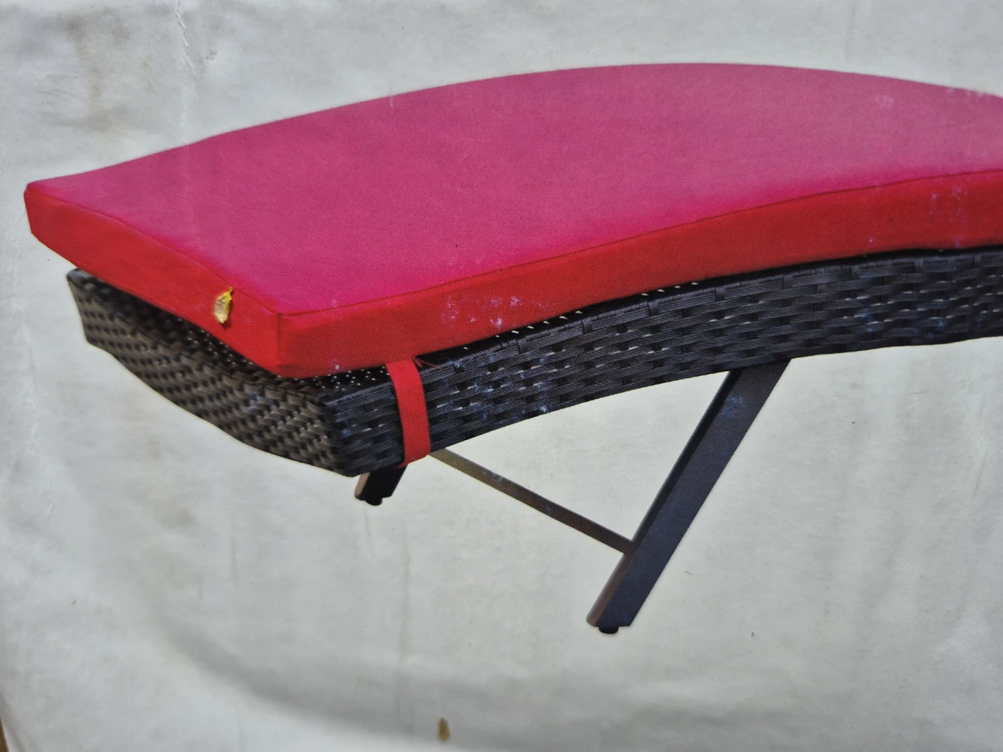 Henryka Black Wicker Chaise Lounge with Red Seat - Set of 2 - photo 4