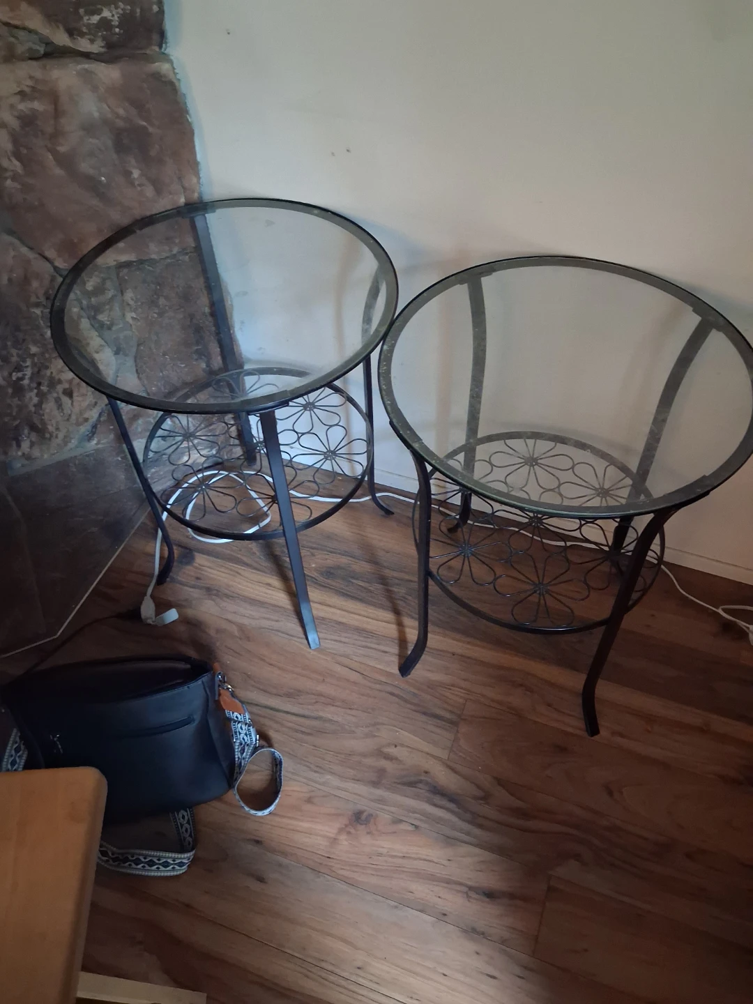 2 Glass Top Side Table with Metal Frame - photo 2